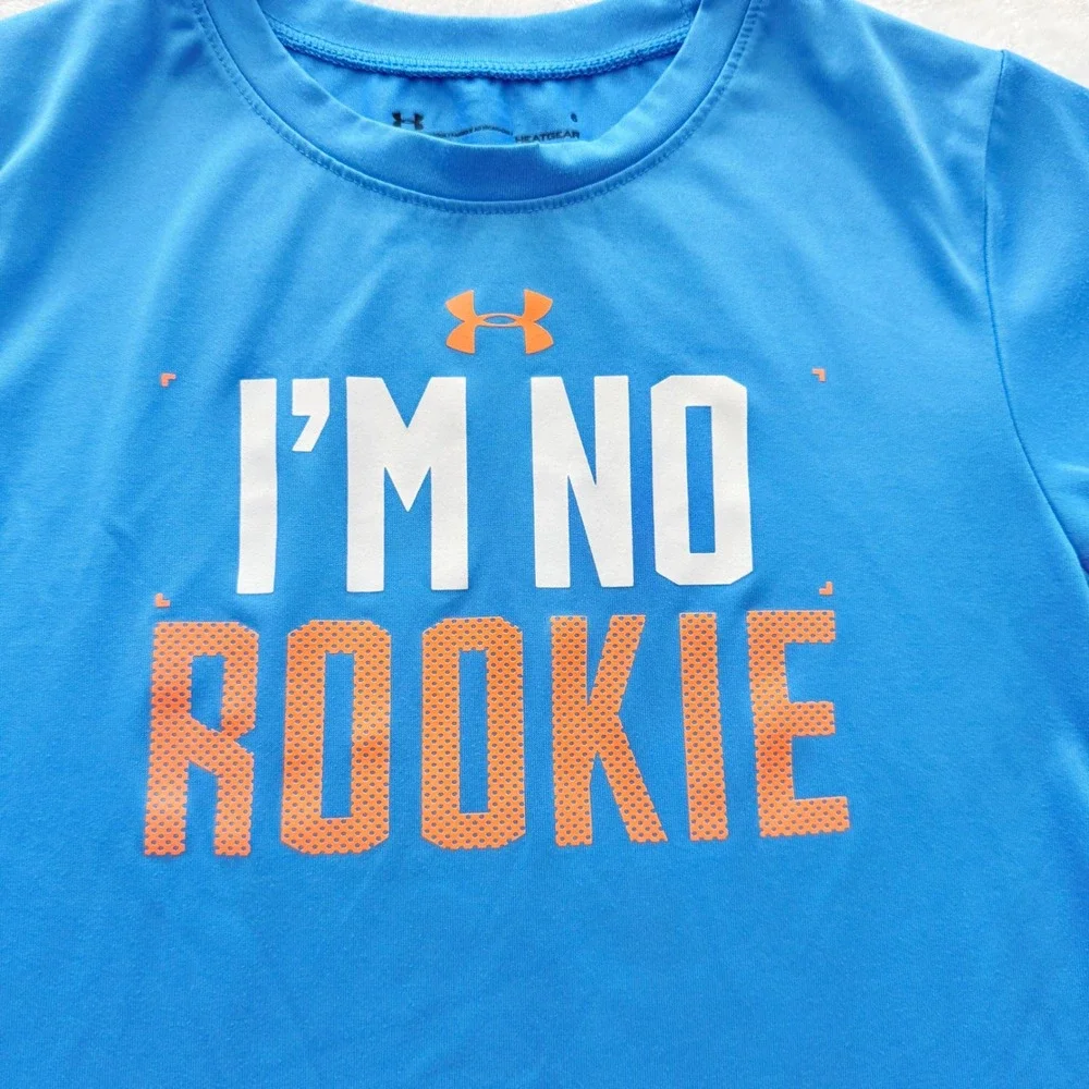 Kids Under Armour Heatgear Blue I M No Rookie T Shirt‎ Size 6